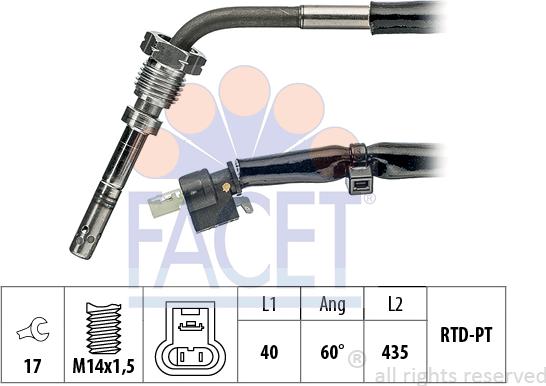 FACET 22.0084 - Датчик, температура вихлопних газів autozip.com.ua