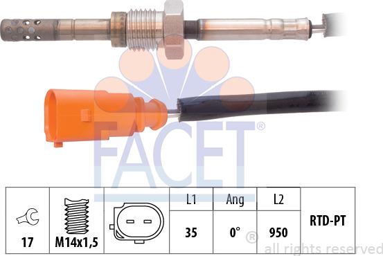 FACET 22.0021 - Датчик, температура вихлопних газів autozip.com.ua