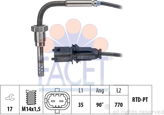FACET 22.0161 - Датчик, температура вихлопних газів autozip.com.ua