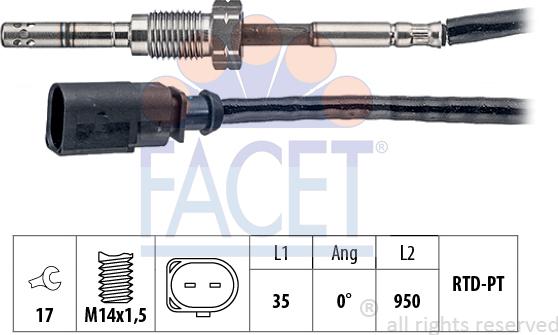 FACET 22.0182 - Датчик, температура вихлопних газів autozip.com.ua