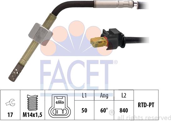 FACET 22.0303 - Датчик, температура вихлопних газів autozip.com.ua