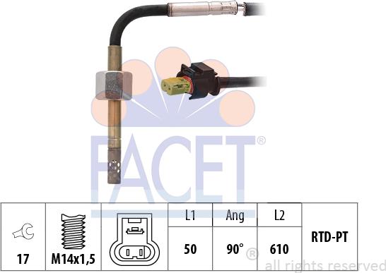 FACET 22.0338 - Датчик, температура вихлопних газів autozip.com.ua