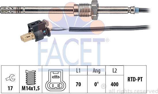 FACET 22.0209 - Датчик, температура вихлопних газів autozip.com.ua