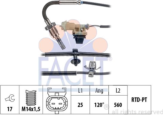 FACET 22.0222 - Датчик, температура вихлопних газів autozip.com.ua