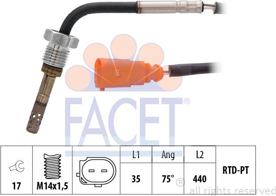 FACET 22.0275 - Датчик, температура вихлопних газів autozip.com.ua