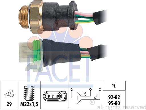 FACET 7.5618 - Термовимикач, вентилятор радіатора / кондиціонера autozip.com.ua