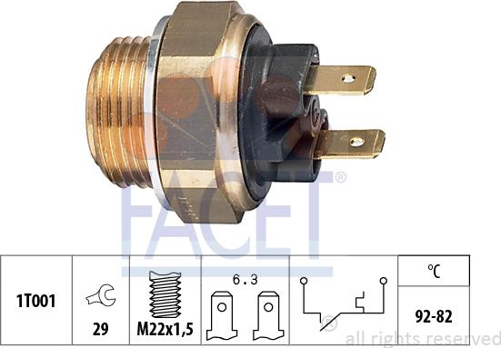 FACET 7.5016 - Термовимикач, вентилятор радіатора / кондиціонера autozip.com.ua