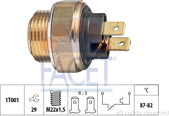FACET 7.5017 - Термовимикач, вентилятор радіатора / кондиціонера autozip.com.ua