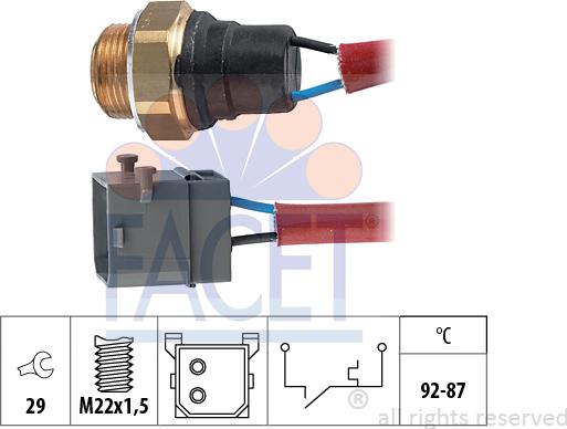 FACET 7.5144 - Термовимикач, вентилятор радіатора / кондиціонера autozip.com.ua