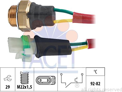 FACET 7.5127 - Термовимикач, вентилятор радіатора / кондиціонера autozip.com.ua