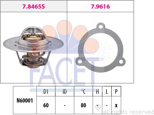 FACET 7.8465 - Термостат, охолоджуюча рідина autozip.com.ua