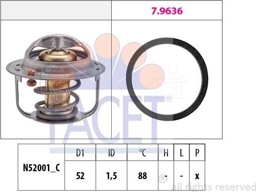 FACET 7.8554 - Термостат, охолоджуюча рідина autozip.com.ua