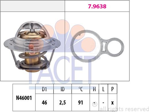 FACET 7.8524 - Термостат, охолоджуюча рідина autozip.com.ua