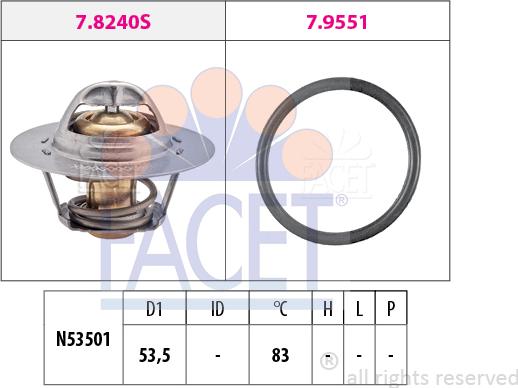 FACET 7.8654 - Термостат, охолоджуюча рідина autozip.com.ua