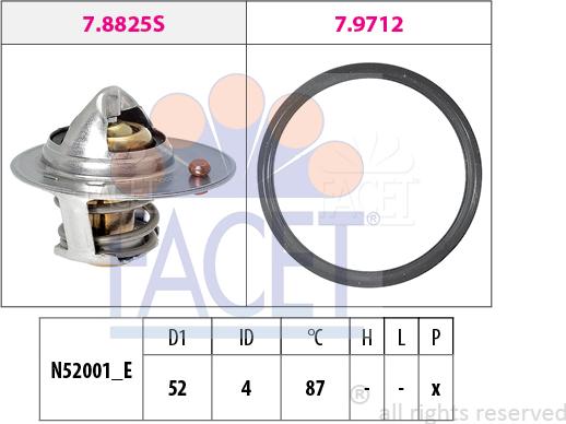 FACET 7.8850 - Термостат, охолоджуюча рідина autozip.com.ua