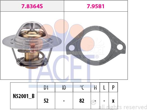 FACET 7.8364 - Термостат, охолоджуюча рідина autozip.com.ua