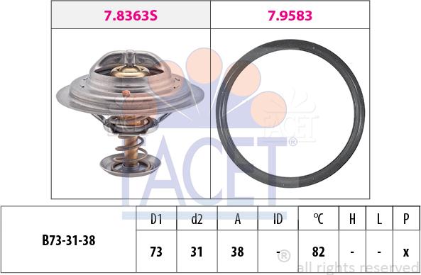 FACET 7.8363 - Термостат, охолоджуюча рідина autozip.com.ua