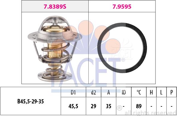 FACET 7.8389 - Термостат, охолоджуюча рідина autozip.com.ua