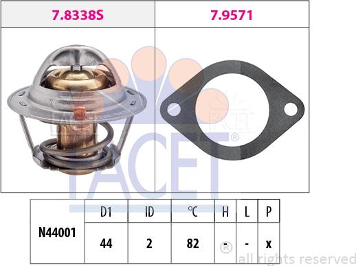 FACET 7.8338 - Термостат, охолоджуюча рідина autozip.com.ua