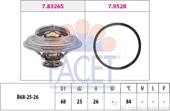 FACET 7.8326 - Термостат, охолоджуюча рідина autozip.com.ua