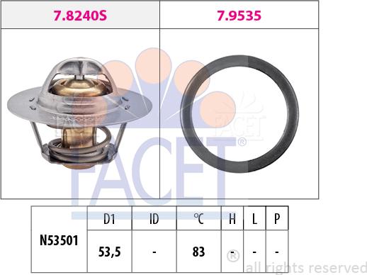 FACET 7.8293 - Термостат, охолоджуюча рідина autozip.com.ua