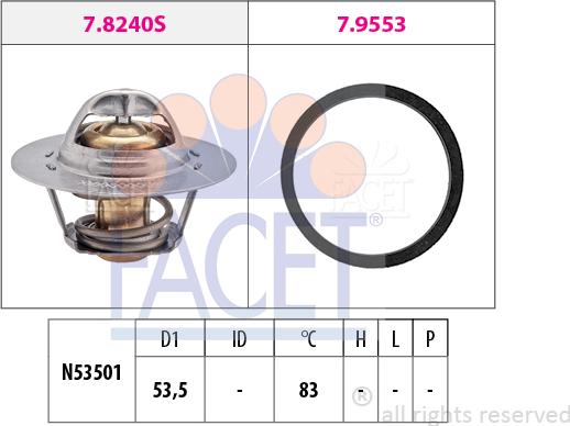 FACET 7.8240 - Термостат, охолоджуюча рідина autozip.com.ua
