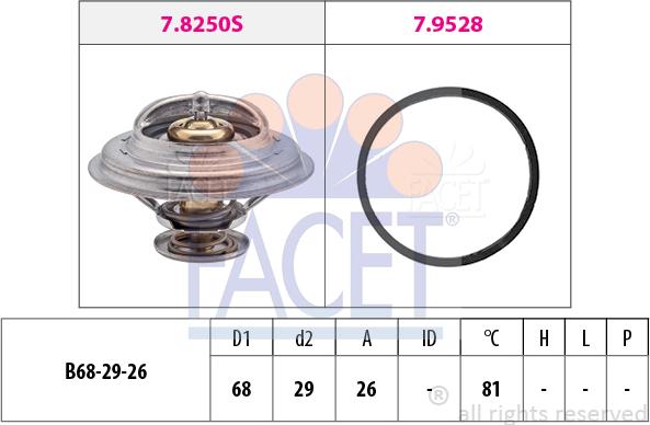 FACET 7.8250 - Термостат, охолоджуюча рідина autozip.com.ua