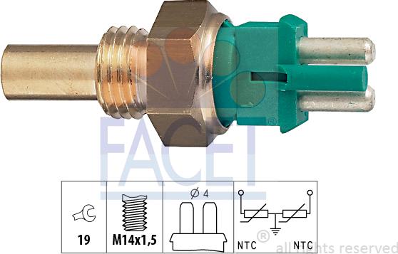 FACET 7.3140 - Датчик, температура охолоджуючої рідини autozip.com.ua
