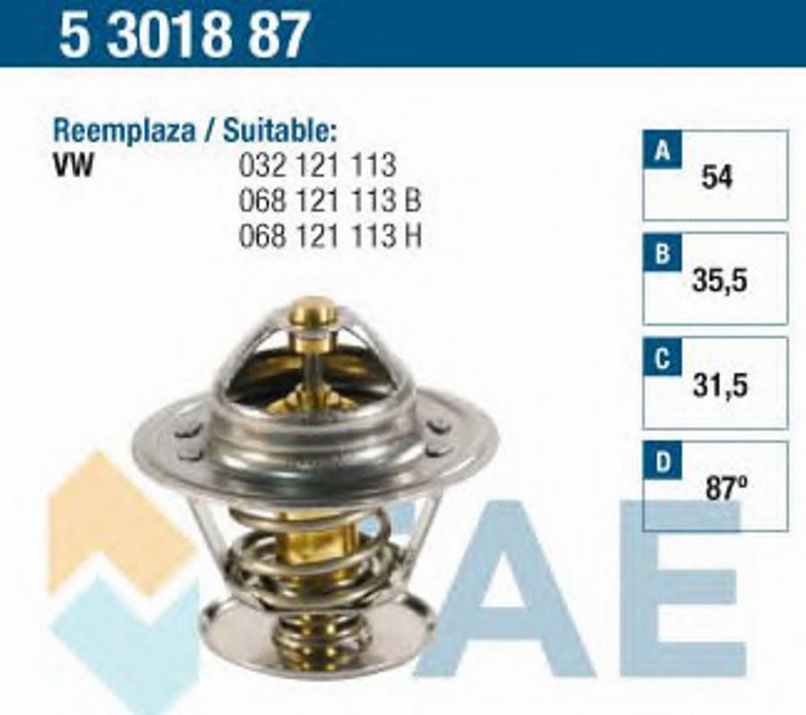 FAE 5301887 - Термостат, охолоджуюча рідина autozip.com.ua