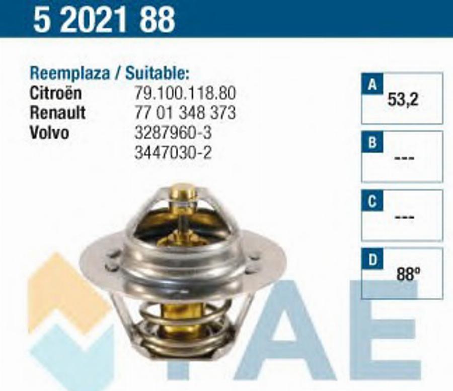 FAE 5202188 - Термостат, охолоджуюча рідина autozip.com.ua