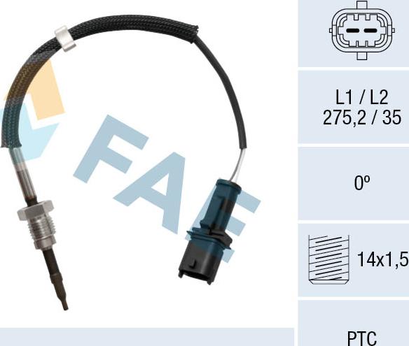 FAE 68047 - Датчик, температура вихлопних газів autozip.com.ua