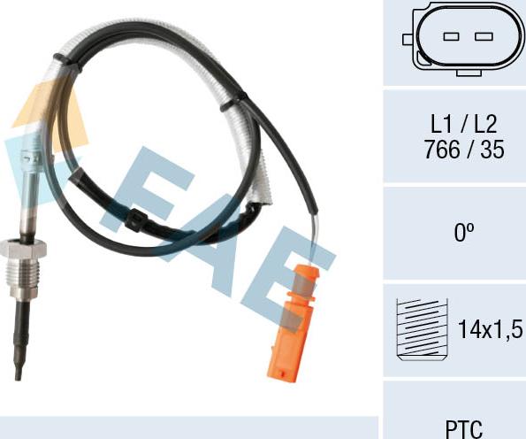 FAE 68005 - Датчик, температура вихлопних газів autozip.com.ua