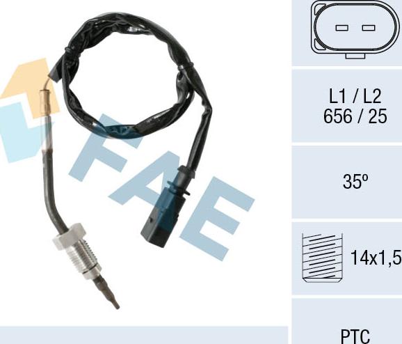 FAE 68001 - Датчик, температура вихлопних газів autozip.com.ua