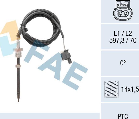 FAE 68018 - Датчик, температура вихлопних газів autozip.com.ua