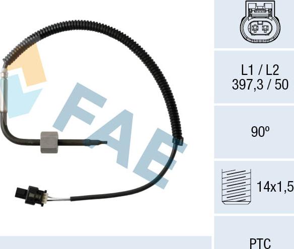 FAE 68012 - Датчик, температура вихлопних газів autozip.com.ua