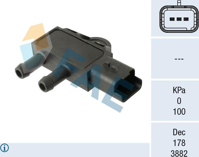 FAE 16162 - Датчик, тиск вихлопних газів autozip.com.ua