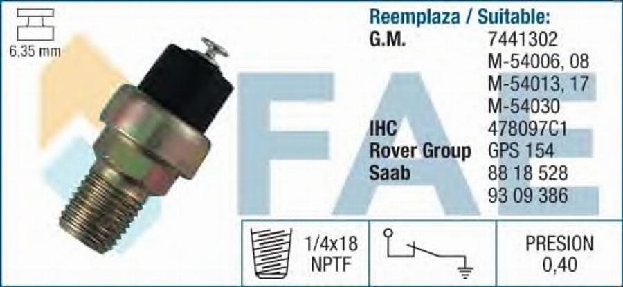 FAE 13530 - Датчик, тиск масла autozip.com.ua