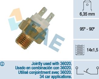 FAE 36010 - Термовимикач, вентилятор радіатора / кондиціонера autozip.com.ua