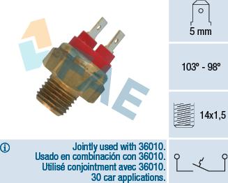 FAE 36020 - Термовимикач, вентилятор радіатора / кондиціонера autozip.com.ua
