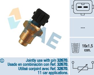 FAE 32540 - Датчик, температура охолоджуючої рідини autozip.com.ua