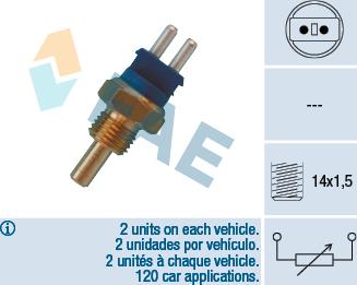 FAE 32580 - Датчик, температура охолоджуючої рідини autozip.com.ua