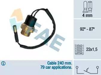 FAE 37490 - Термовимикач, вентилятор радіатора / кондиціонера autozip.com.ua