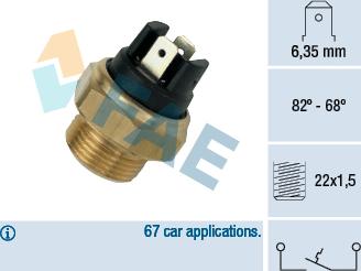 FAE 37350 - Термовимикач, вентилятор радіатора / кондиціонера autozip.com.ua