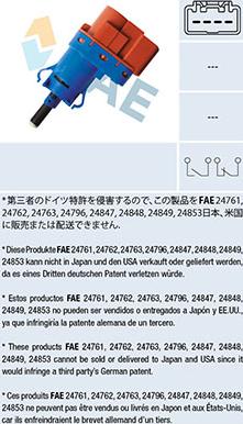FAE 24796 - Вимикач ліхтаря сигналу гальмування autozip.com.ua