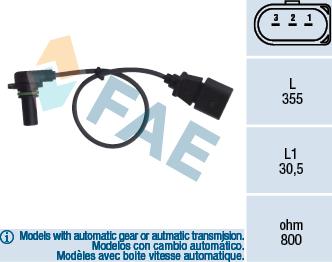 FAE 79062 - Датчик частоти обертання, автоматична коробка передач autozip.com.ua
