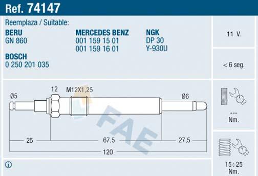 FAE 74147 - Свічка розжарювання autozip.com.ua