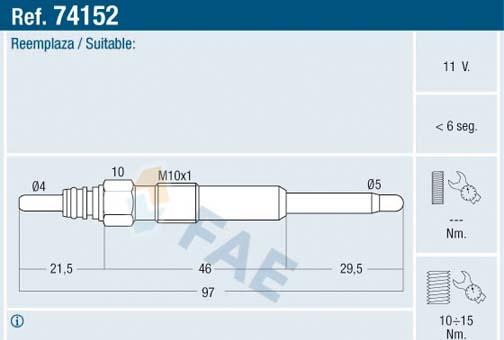 FAE 74152 - Свічка розжарювання autozip.com.ua