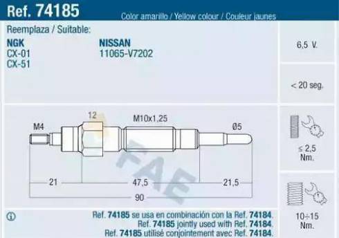 FAE 74185 - Свічка розжарювання autozip.com.ua