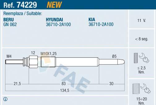 FAE 74229 - Свічка розжарювання autozip.com.ua