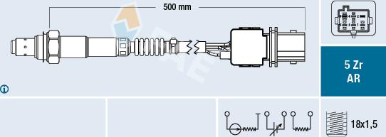 FAE 75018 - Лямбда-зонд, датчик кисню autozip.com.ua